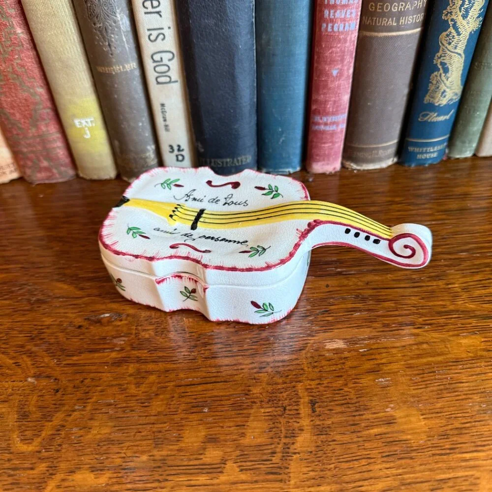 Vintage Violin Trinket Box Made in England 